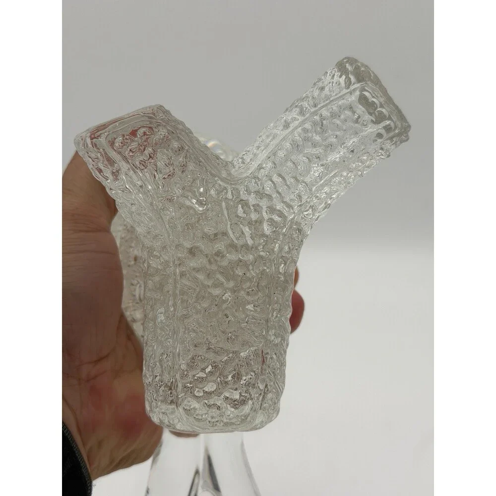 Murano Italy Art Glass Clear Bubble Seagull Bird On branch Figurine
